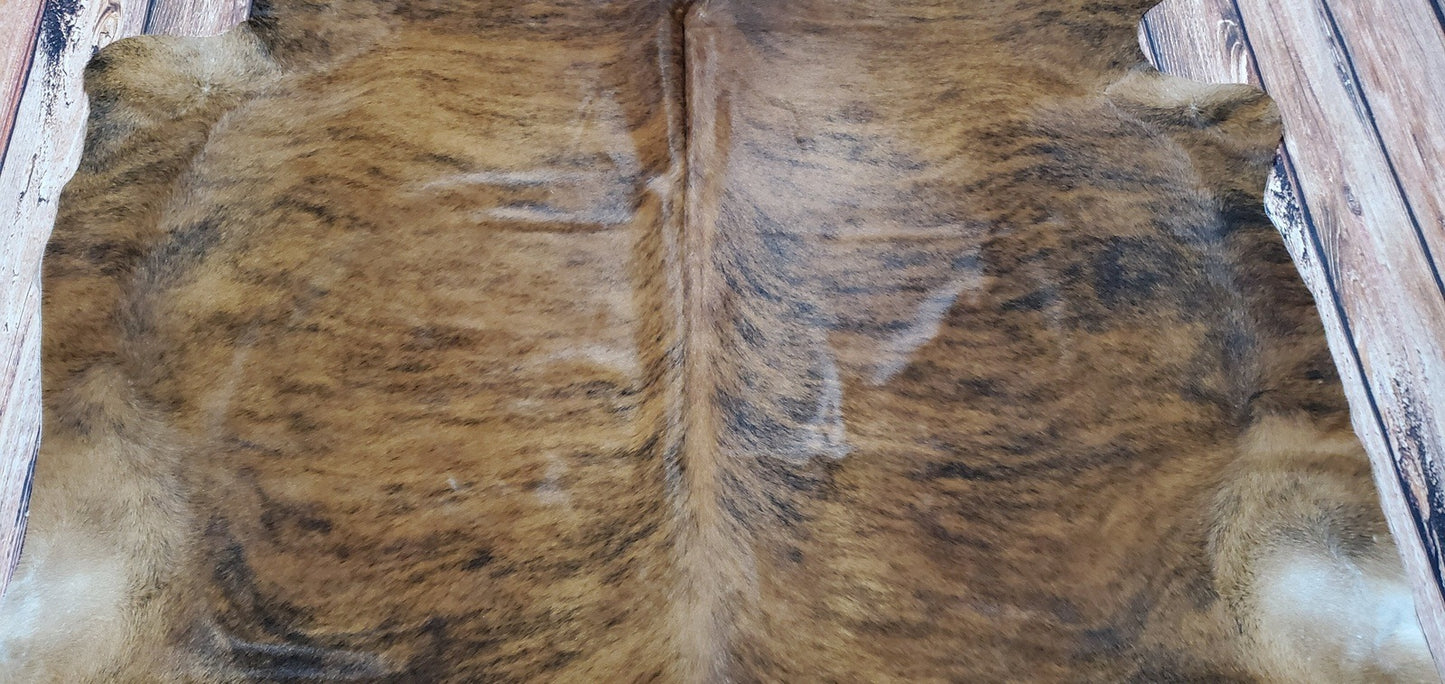 Brazilian Brown Brindle Cowhide Rug 6.2ft x 6ft
