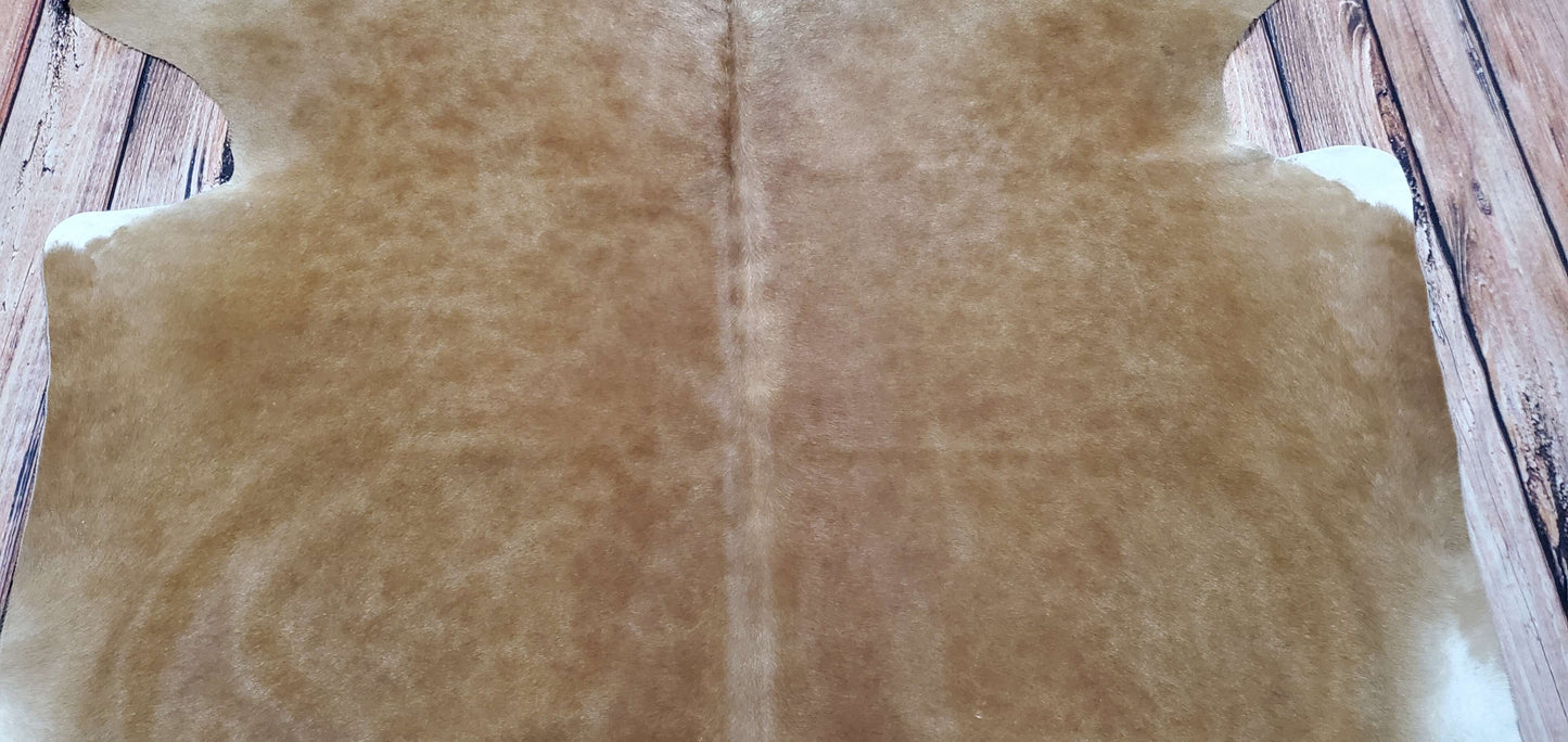 Large Solid Brown Cowhide Rug 7.5ft x 6ft