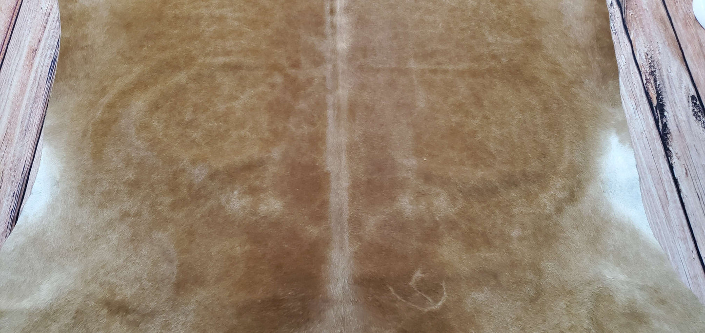 Large Solid Brown Cowhide Rug 7.5ft x 6ft