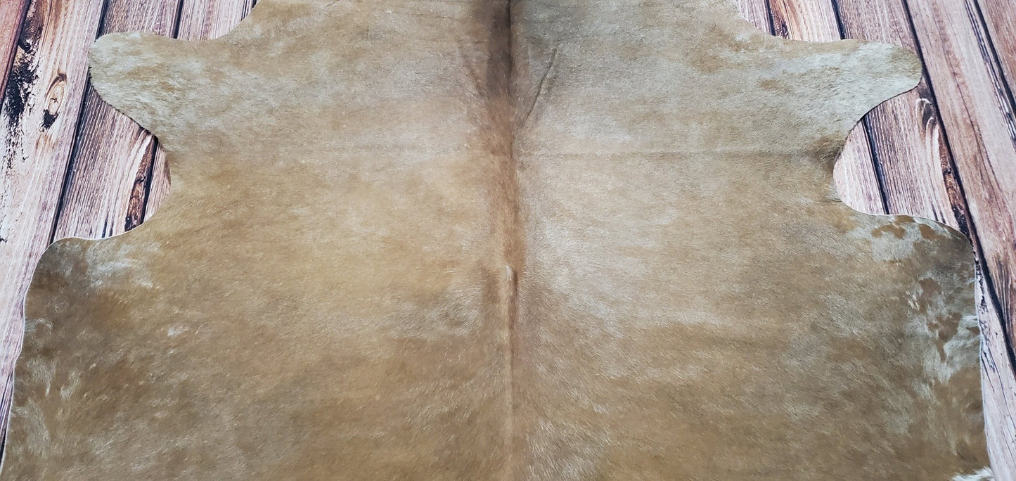 Extra Large Cowhide Rug Beige Brown 7ft x 6.4ft