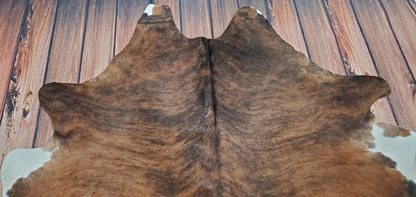 Brown Brindle Cowhide Rug 7.3ft X 6.4ft