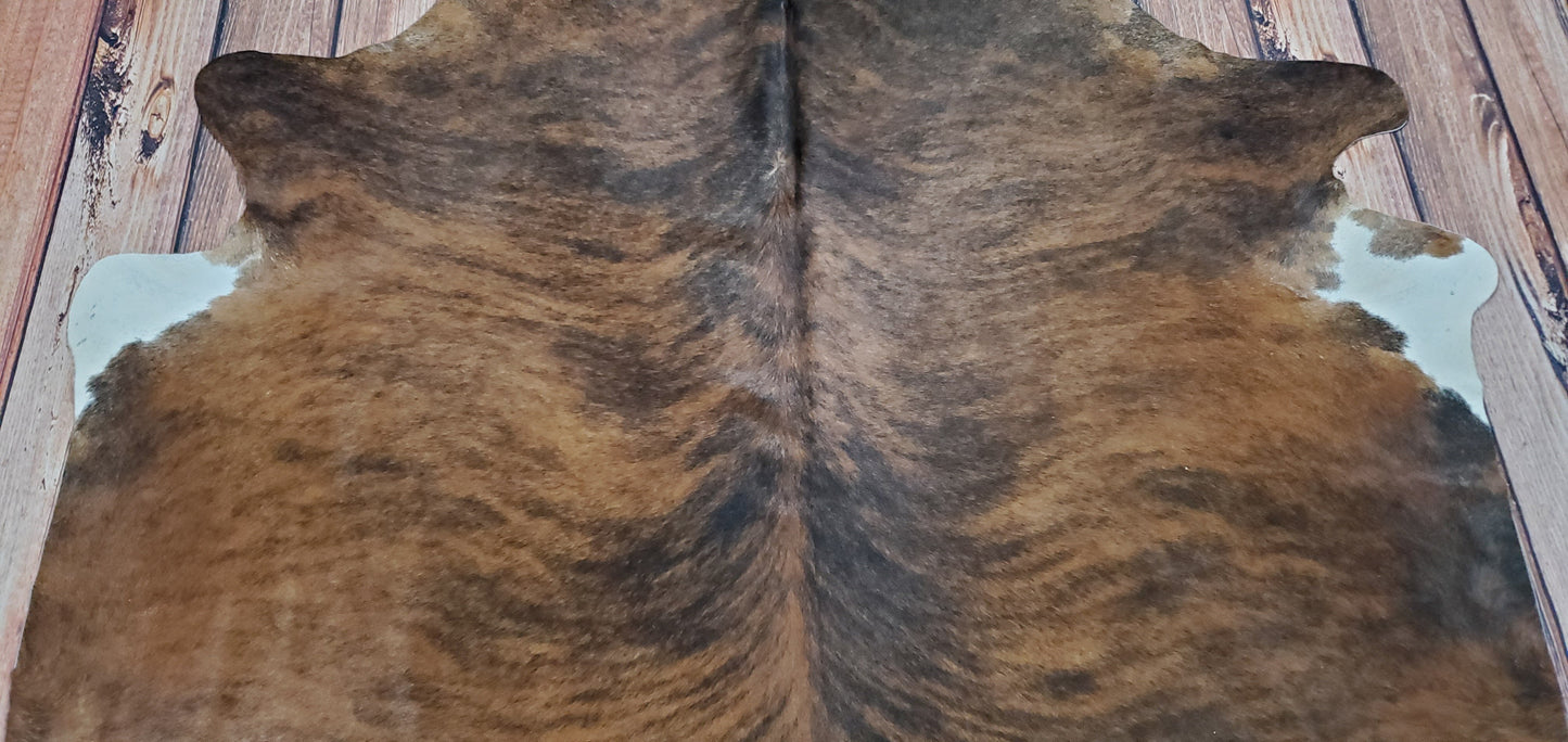 Brown Brindle Cowhide Rug 7.3ft X 6.4ft