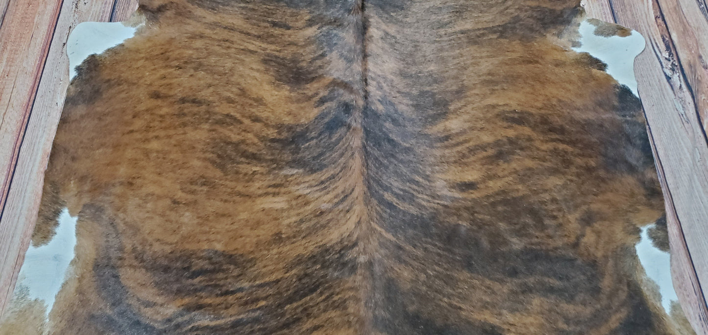 Brown Brindle Cowhide Rug 7.3ft X 6.4ft