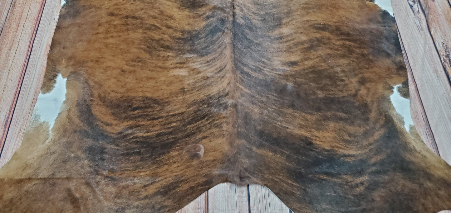 Brown Brindle Cowhide Rug 7.3ft X 6.4ft