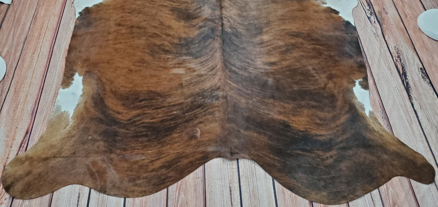 Brown Brindle Cowhide Rug 7.3ft X 6.4ft