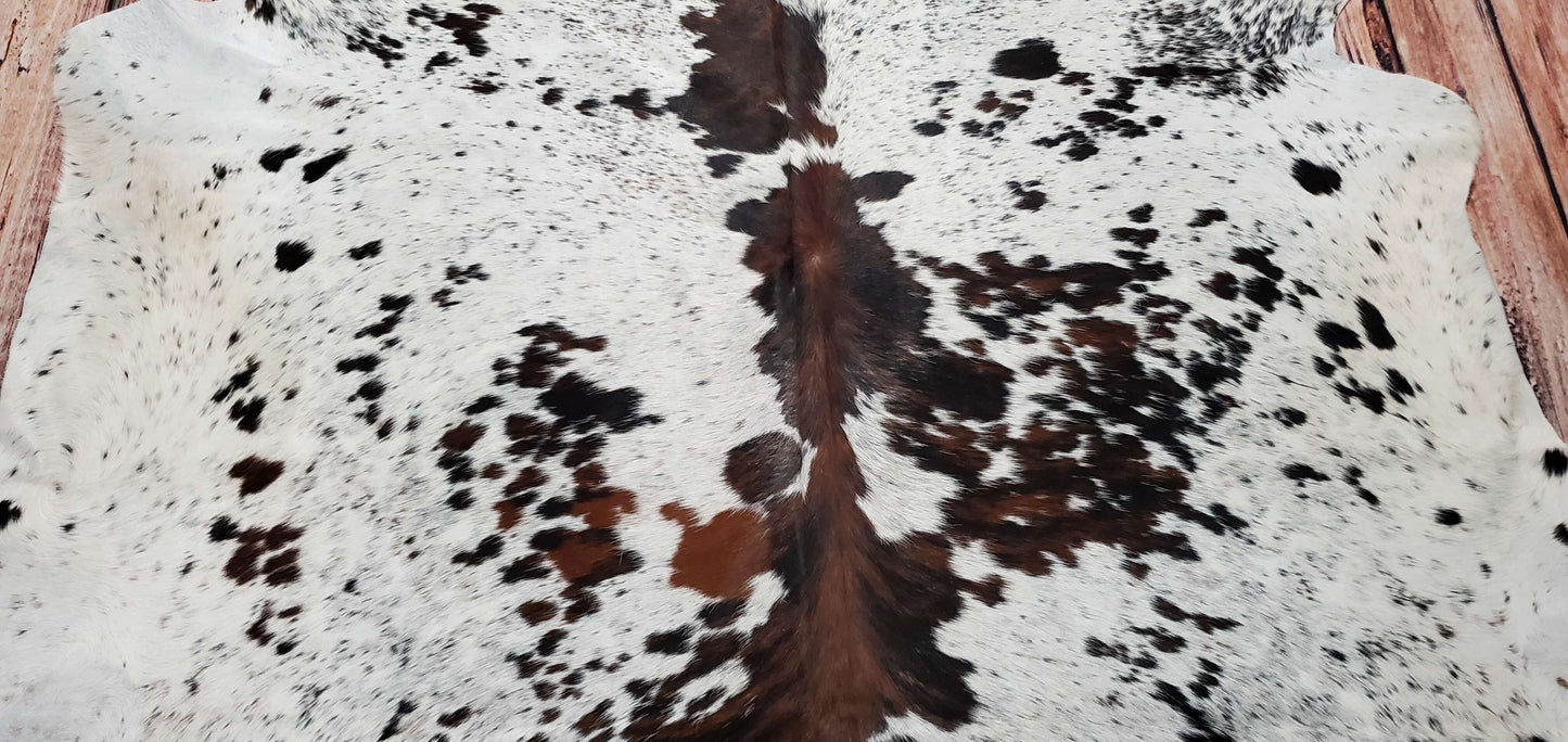 TriColor Cowhide Rug 6.6ft x 6.6ft