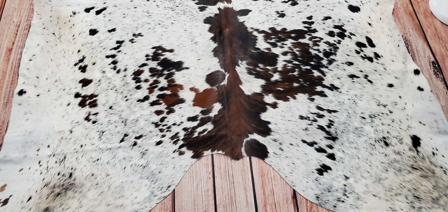 TriColor Cowhide Rug 6.6ft x 6.6ft