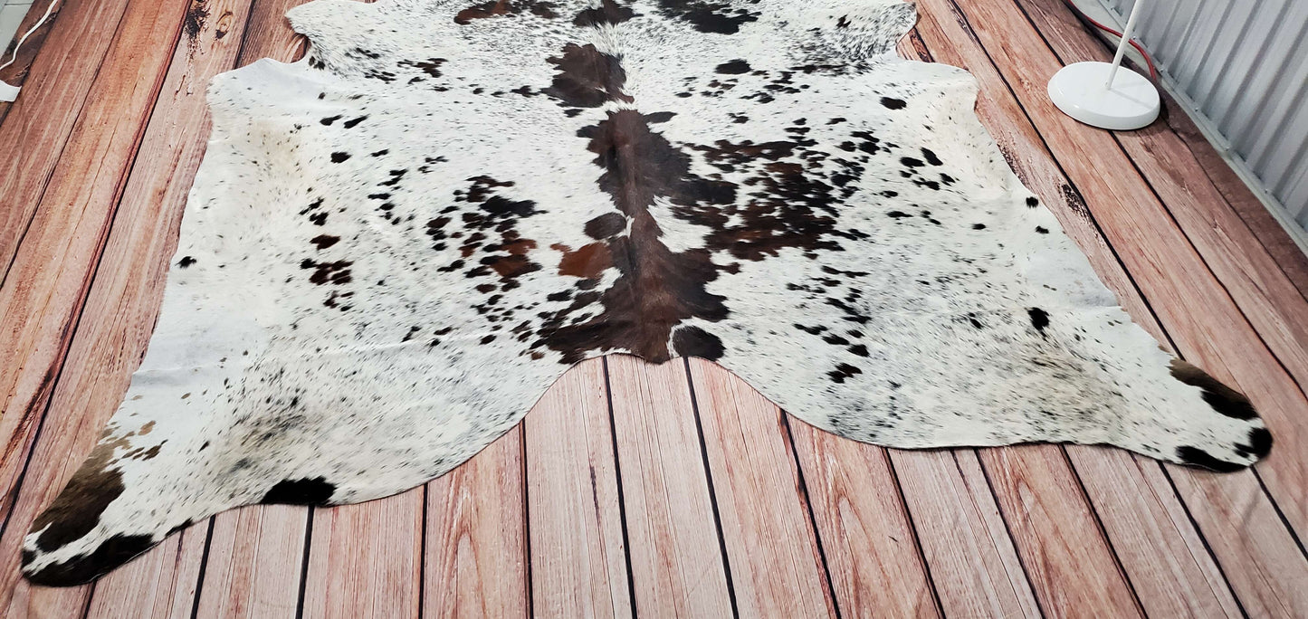 TriColor Cowhide Rug 6.6ft x 6.6ft