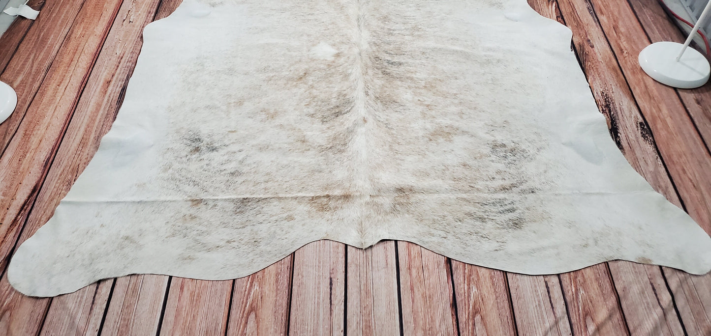 Natural Tan Grey Brindle Cowhide Rug 7ft x 6.6ft