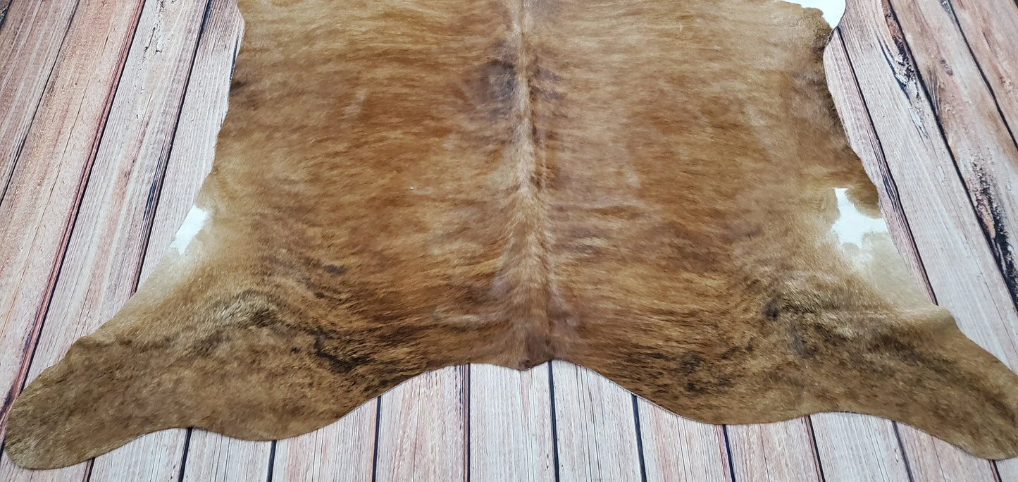 Brindle Cowhide Rug Honey Brown 6.5ft x 6.2ft