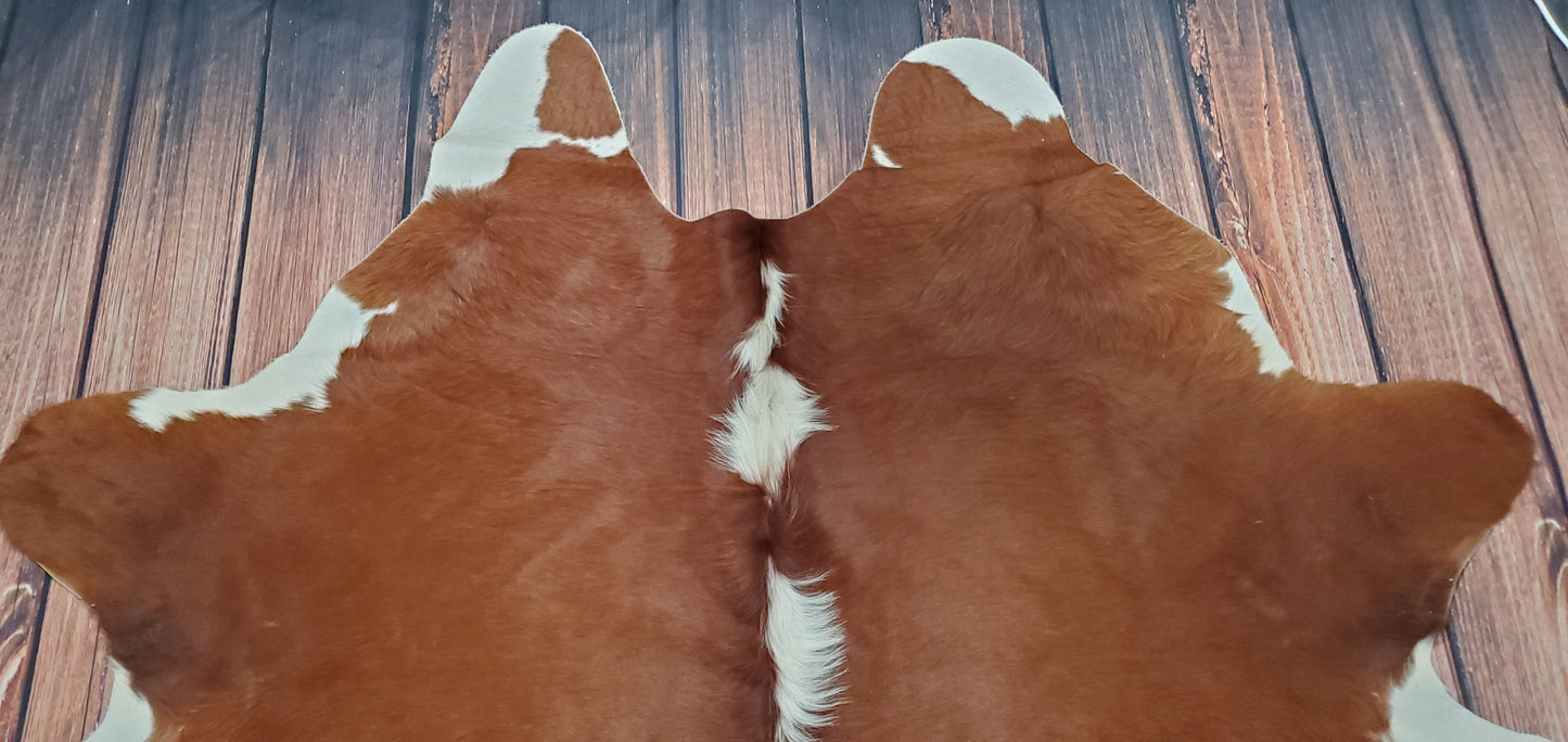 Natural Cowhide Rug Brown Hereford 6.6ft x 6ft