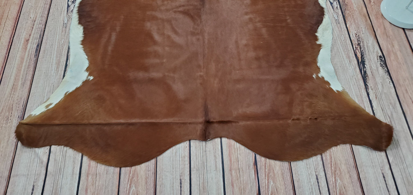 Natural Cowhide Rug Brown Hereford 6.6ft x 6ft