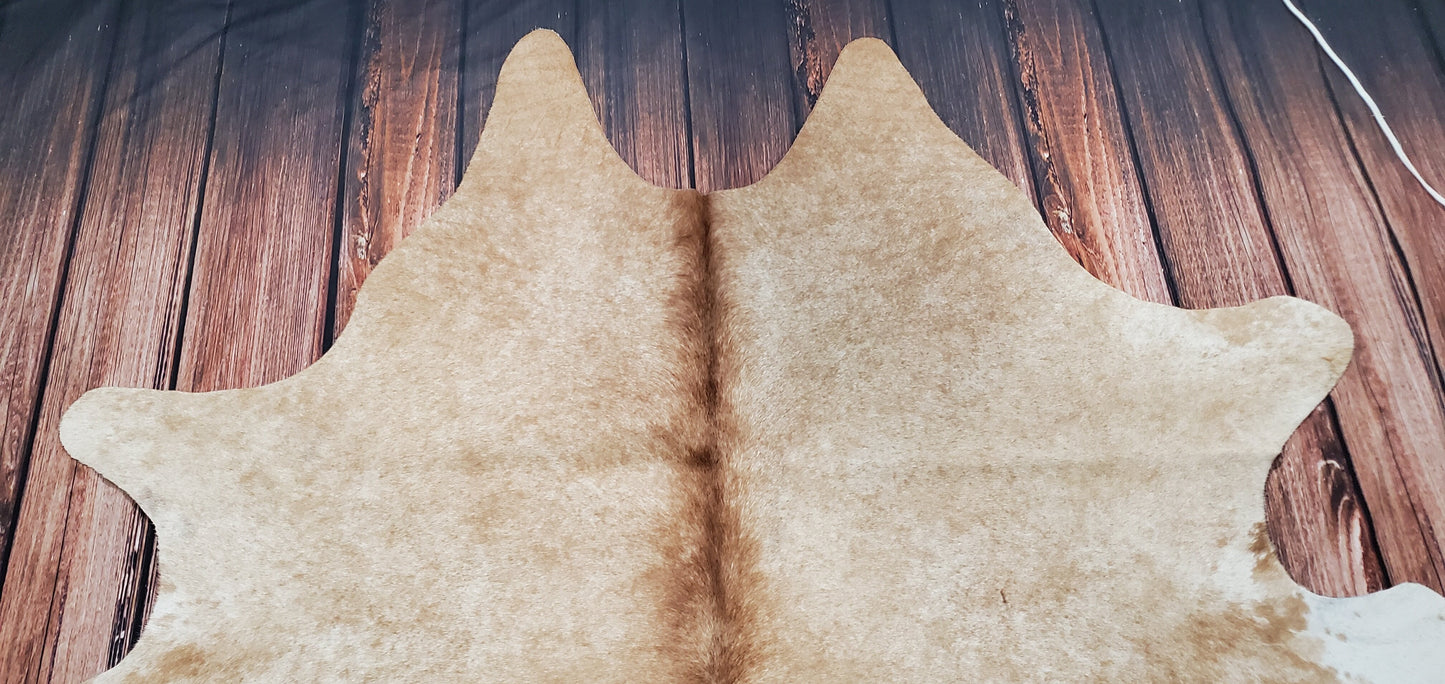 Genuine Cowhide Rug Solid Beige 6.6ft x 6.2ft