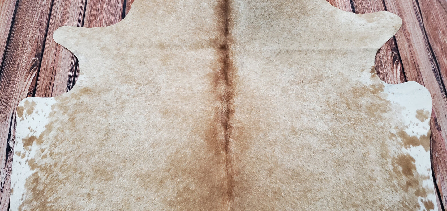 Genuine Cowhide Rug Solid Beige 6.6ft x 6.2ft