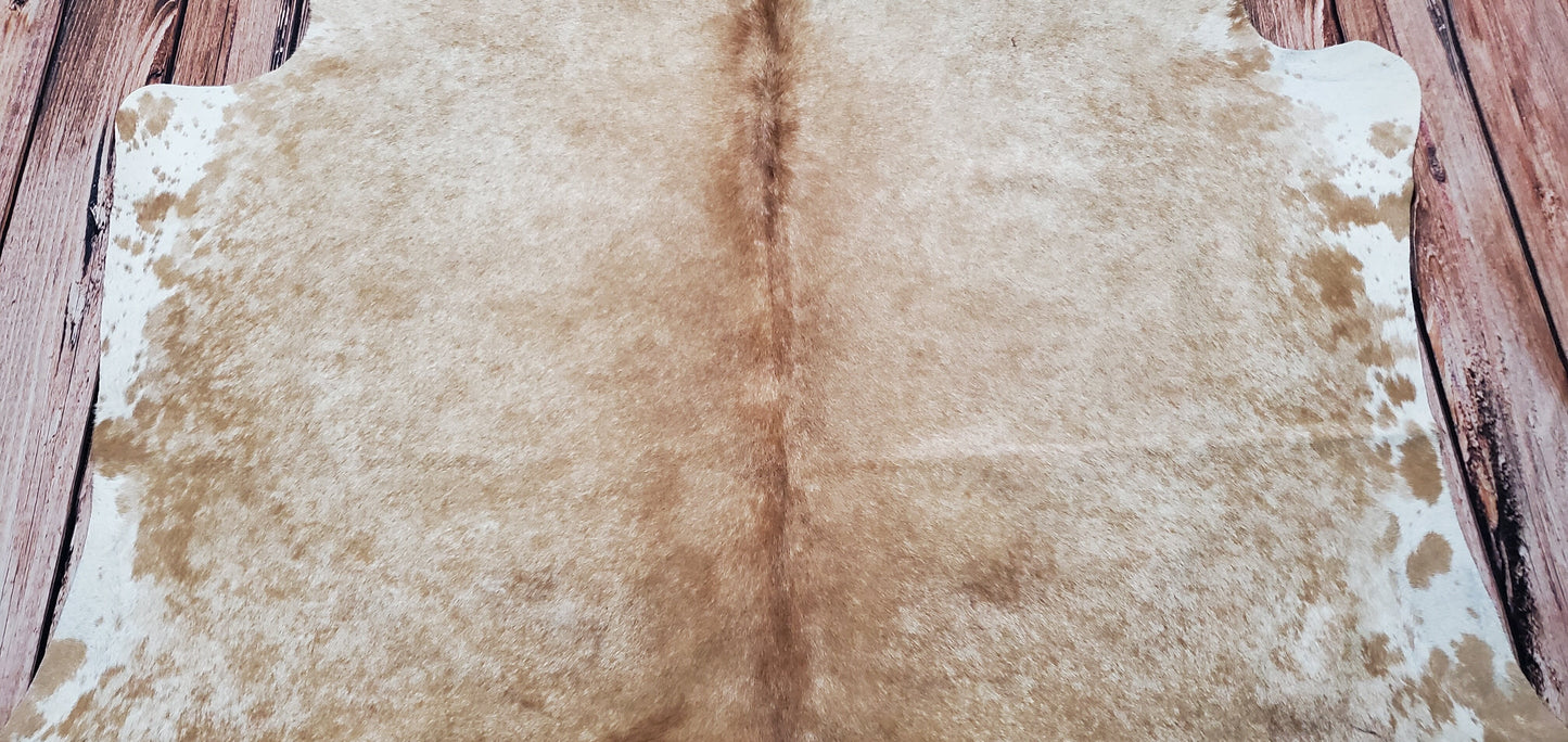 Genuine Cowhide Rug Solid Beige 6.6ft x 6.2ft