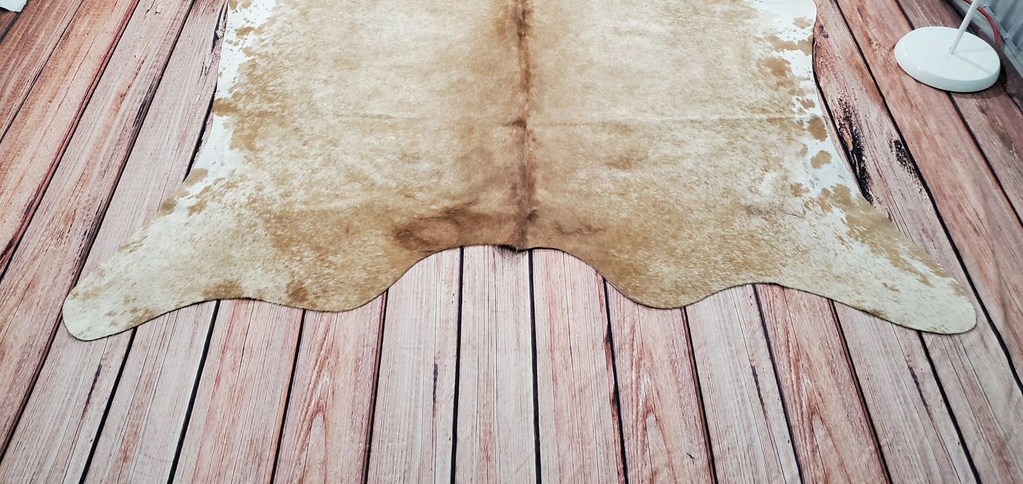 Genuine Cowhide Rug Solid Beige 6.6ft x 6.2ft