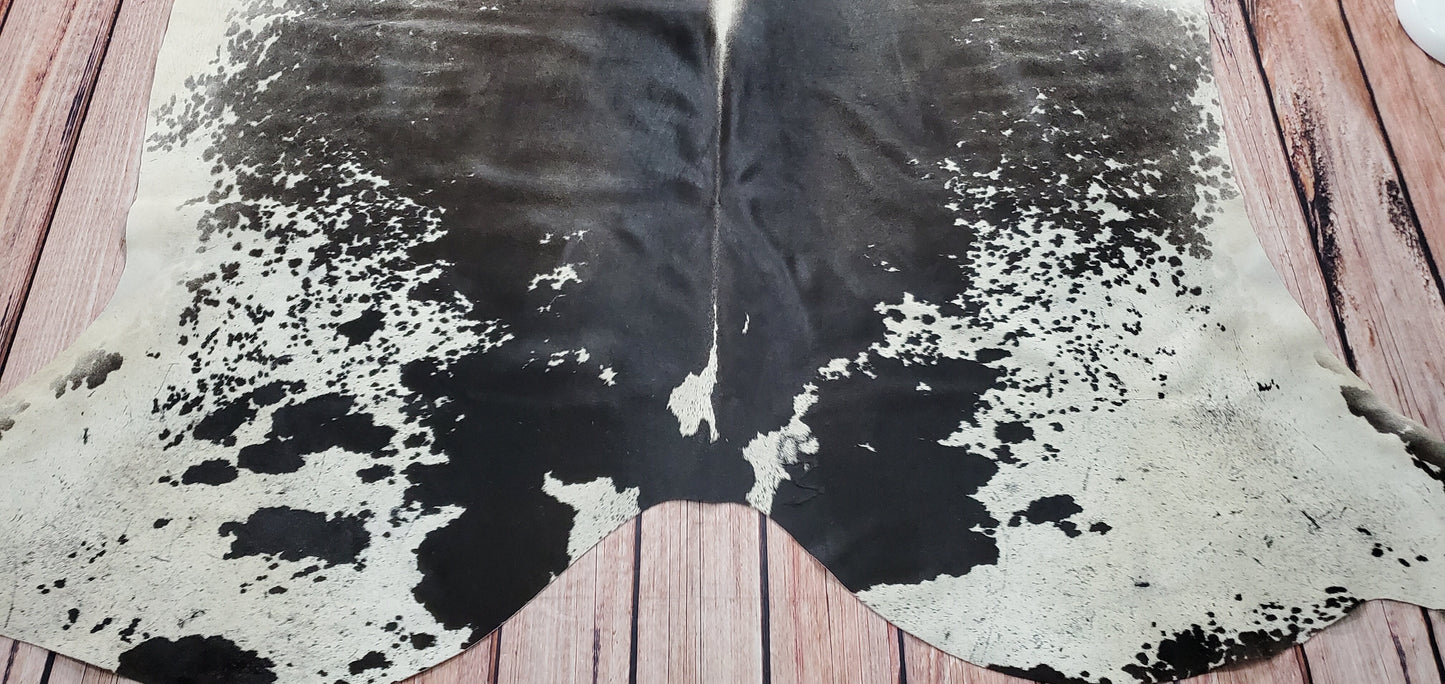 Cowhide Rug Dark Grey Black White7ft x 7ft