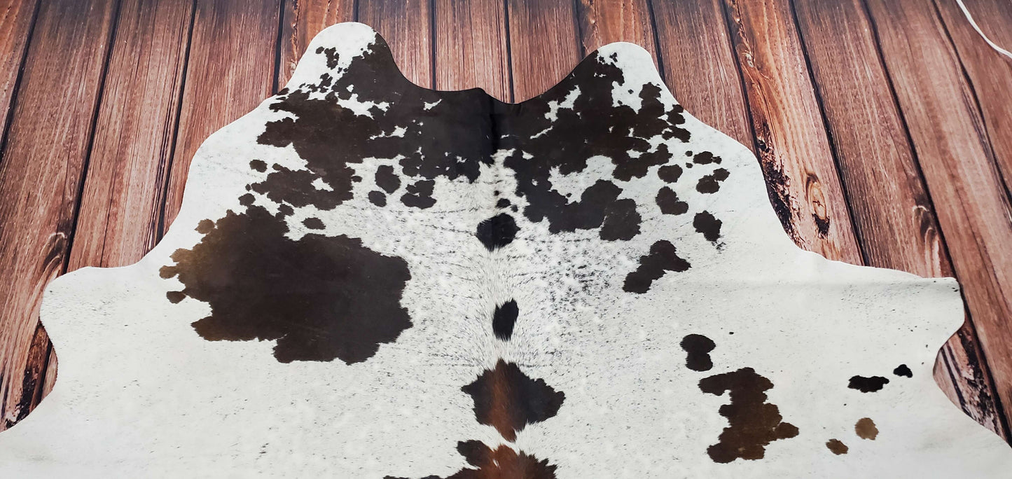 Cowhide Rug TriColor Brazilian Real 6.5ft x 6.4ft