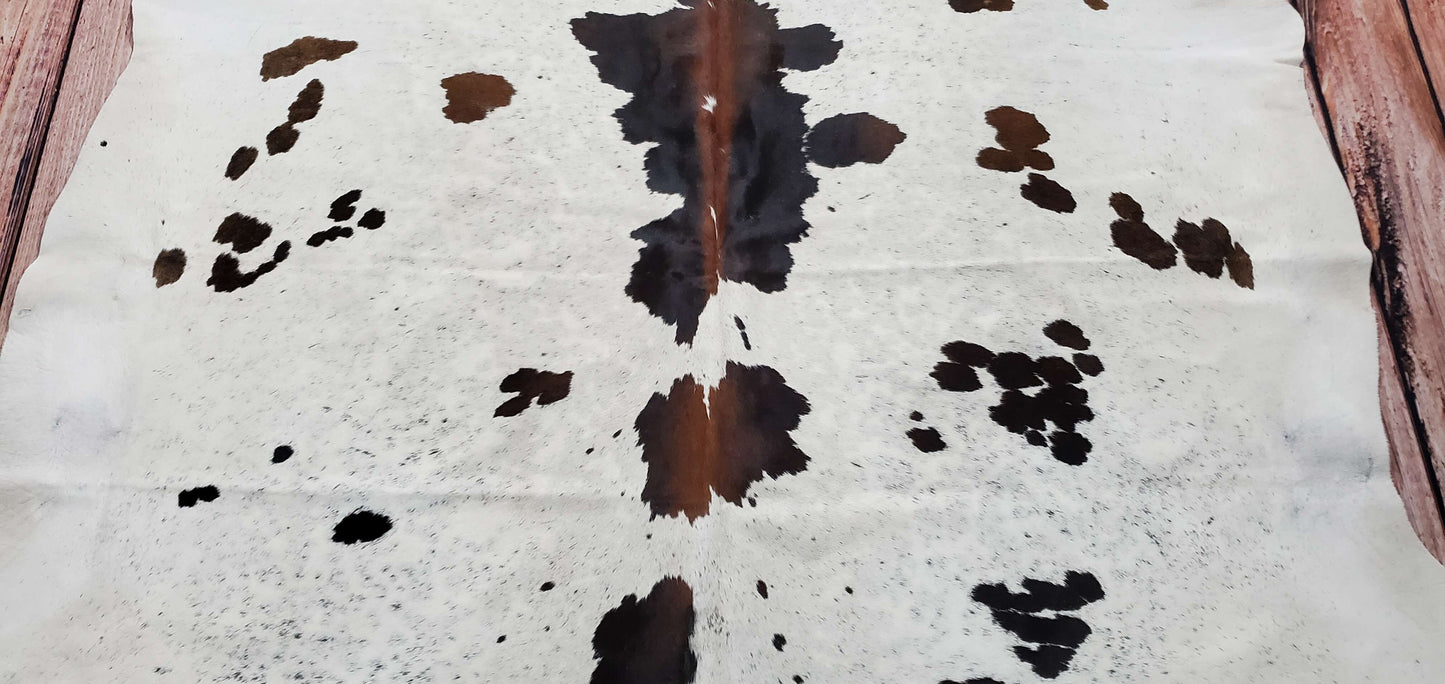 Cowhide Rug TriColor Brazilian Real 6.5ft x 6.4ft