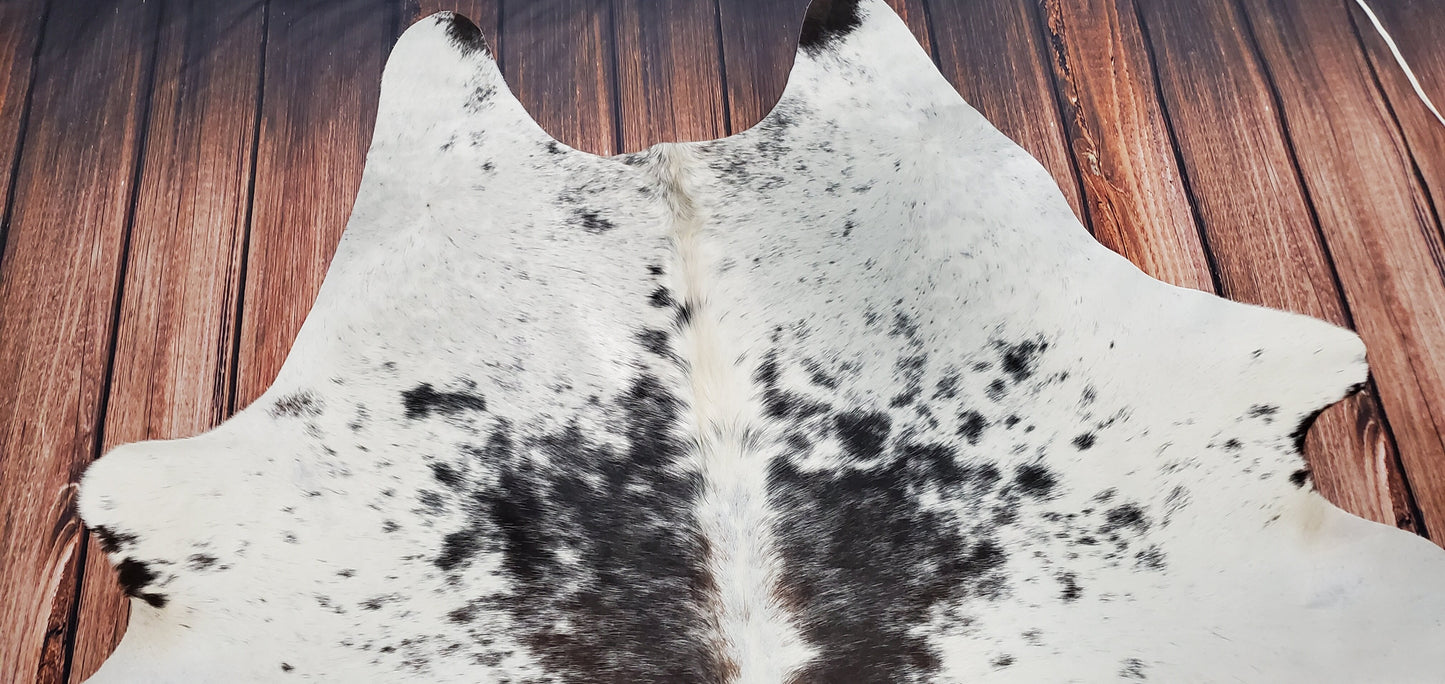 Speckled Brown Black White Cowhide Rug 7ft x 6.5ft