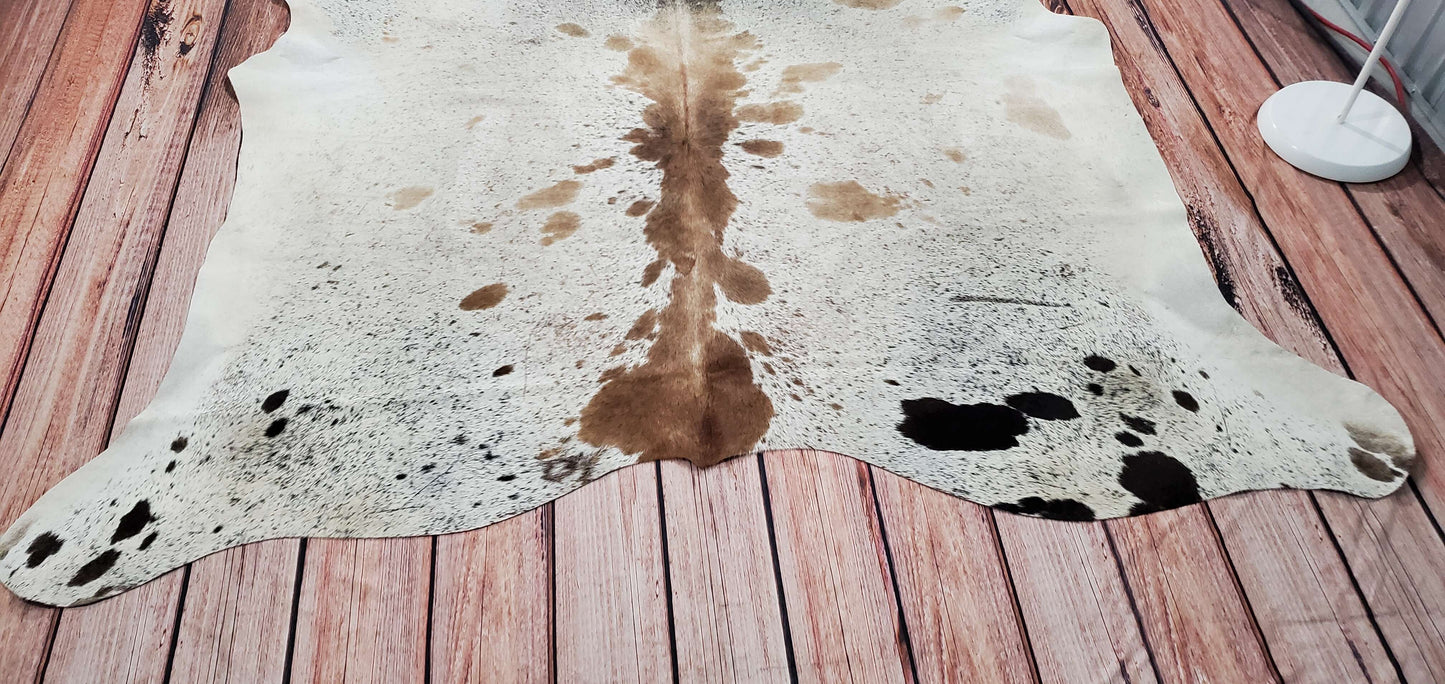 Salt Pepper Brazilian Cowhide Rug 6.2ft x 6.6ft