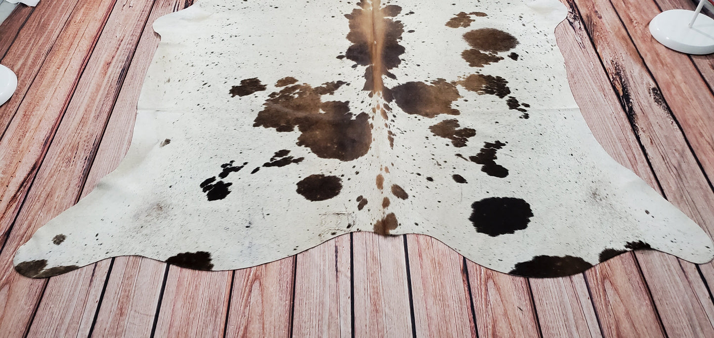 Extra Large Cowhide Rug Natural Speckled 7.4ft x 6.4ft