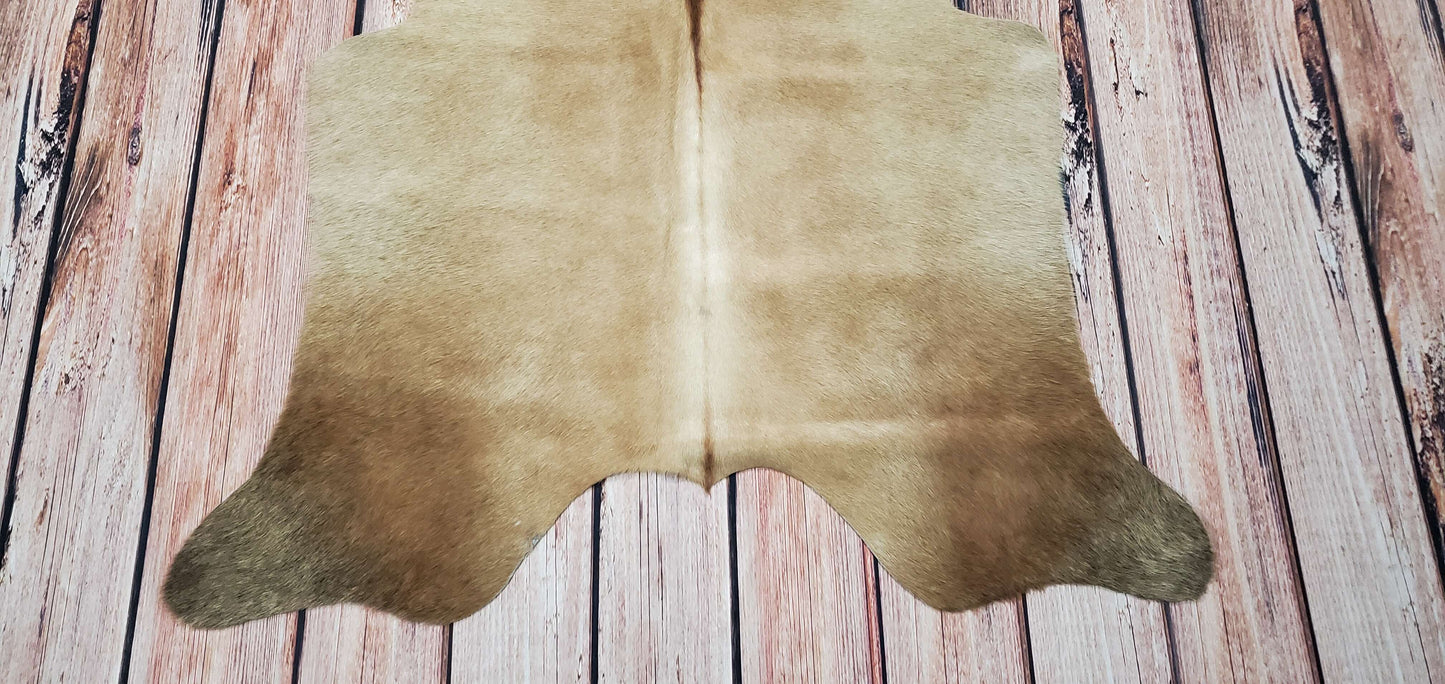 Extra Small Cowhide Rug Beige Brown 4ft x 3.7ft