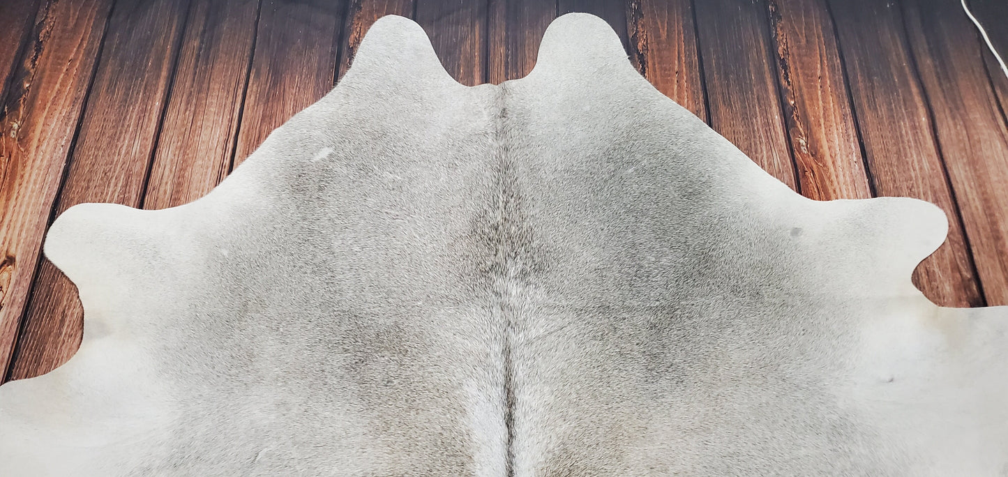 Light Gray Natural Cowhide Rug 6.6ft x 6.6ft