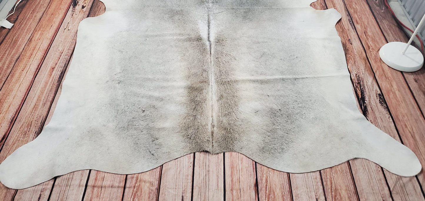 Light Gray Natural Cowhide Rug 6.6ft x 6.6ft