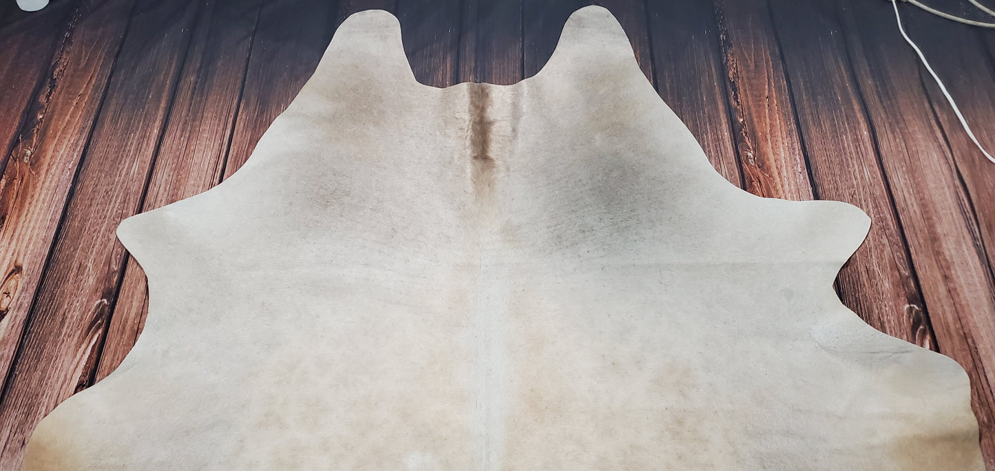 Exotic Cream Beige Cowhide Rug 7.5ft x 6.6ft
