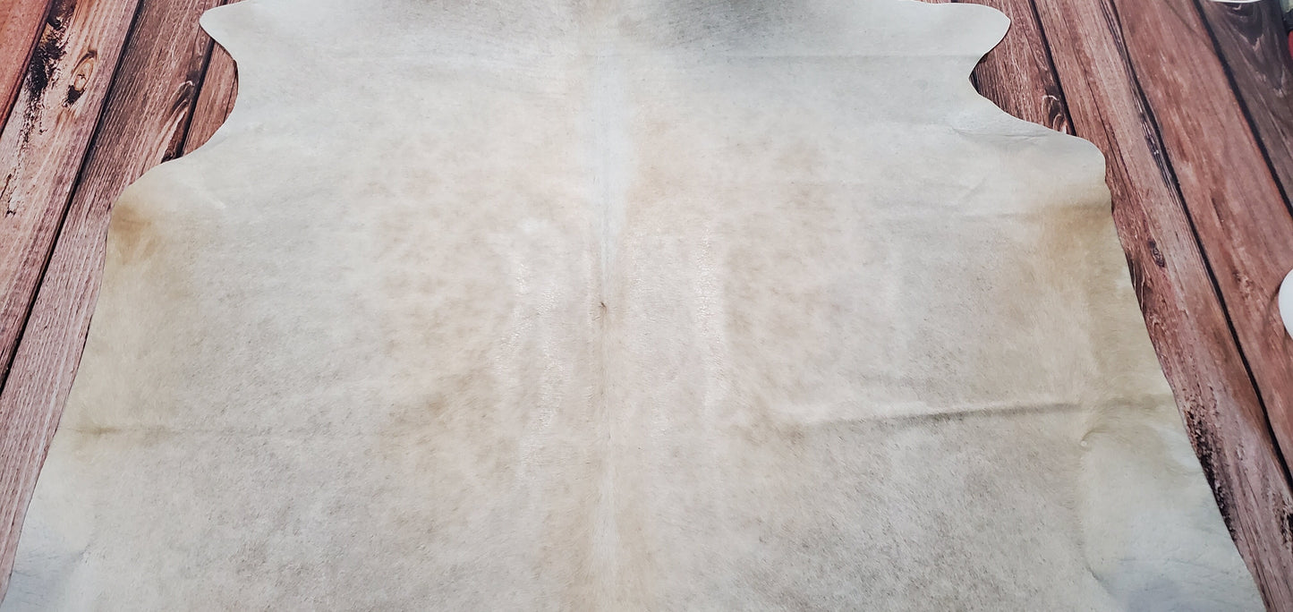 Exotic Cream Beige Cowhide Rug 7.5ft x 6.6ft