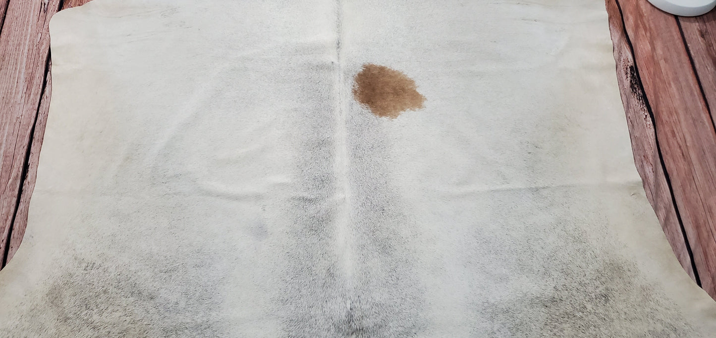 Grey Tan White Natural Cowhide Rug 8.4ft x 6.6ft