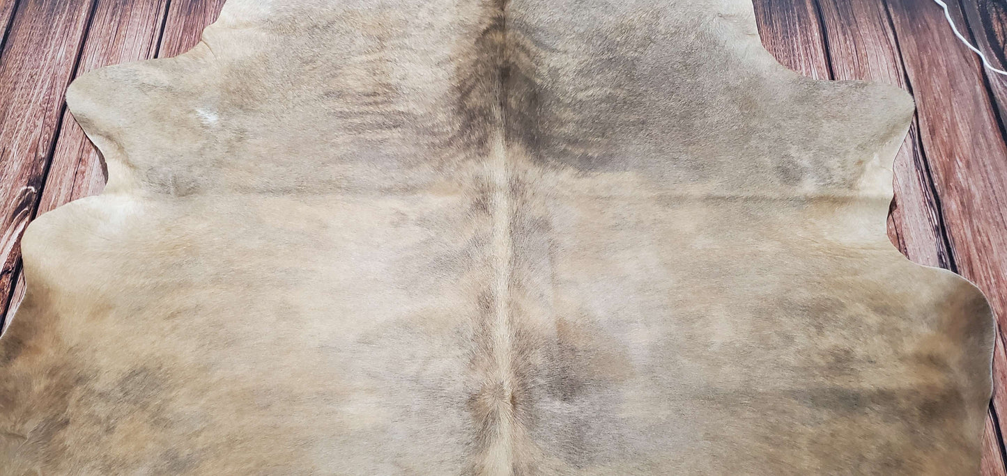 Genuine Beige Brindle Cowhide Rug 7.5ft x 6.7ft