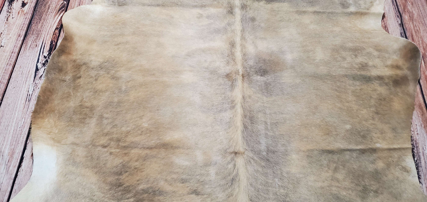 Genuine Beige Brindle Cowhide Rug 7.5ft x 6.7ft