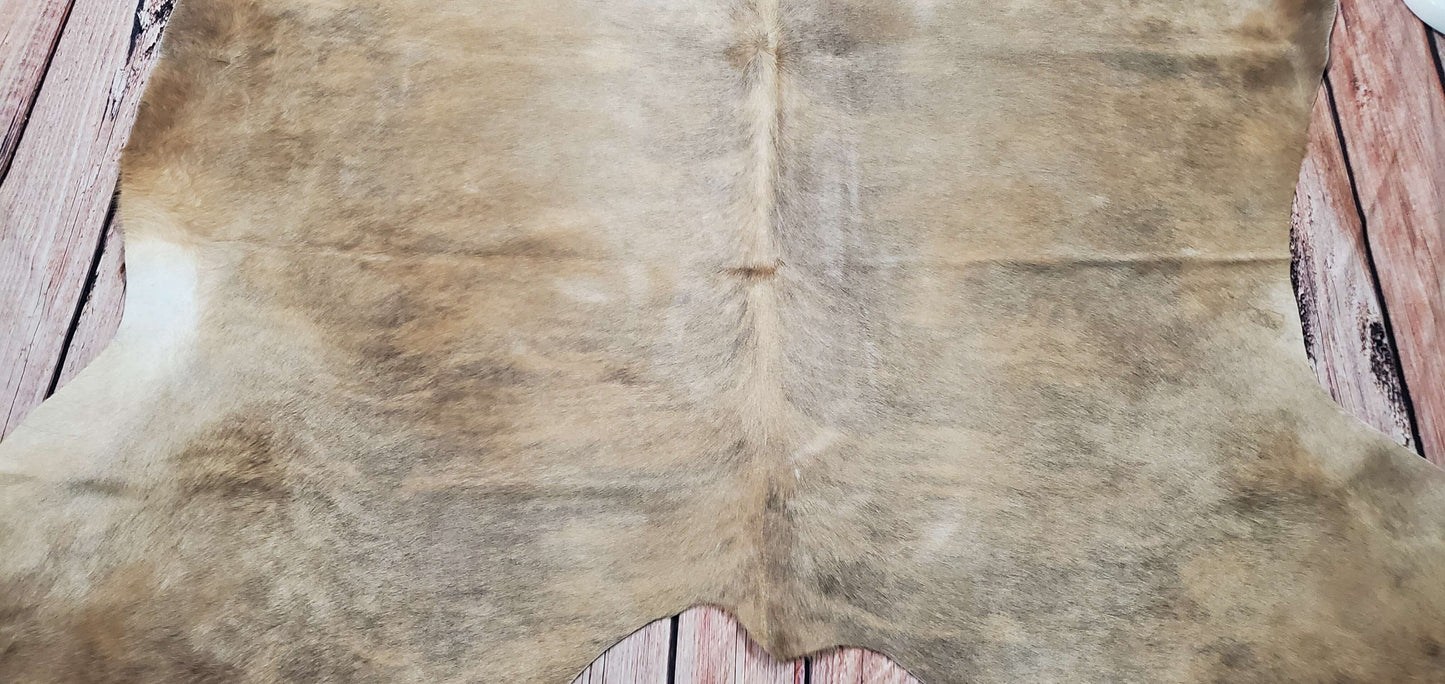 Genuine Beige Brindle Cowhide Rug 7.5ft x 6.7ft