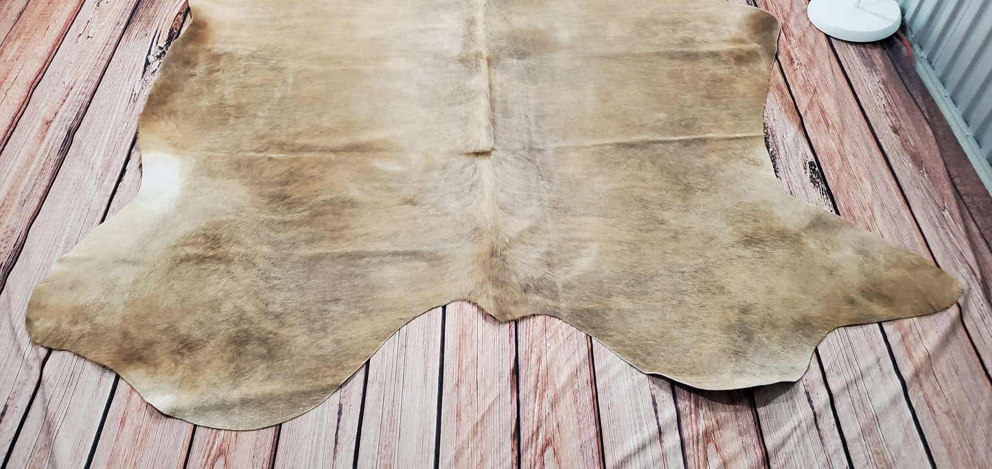 Genuine Beige Brindle Cowhide Rug 7.5ft x 6.7ft