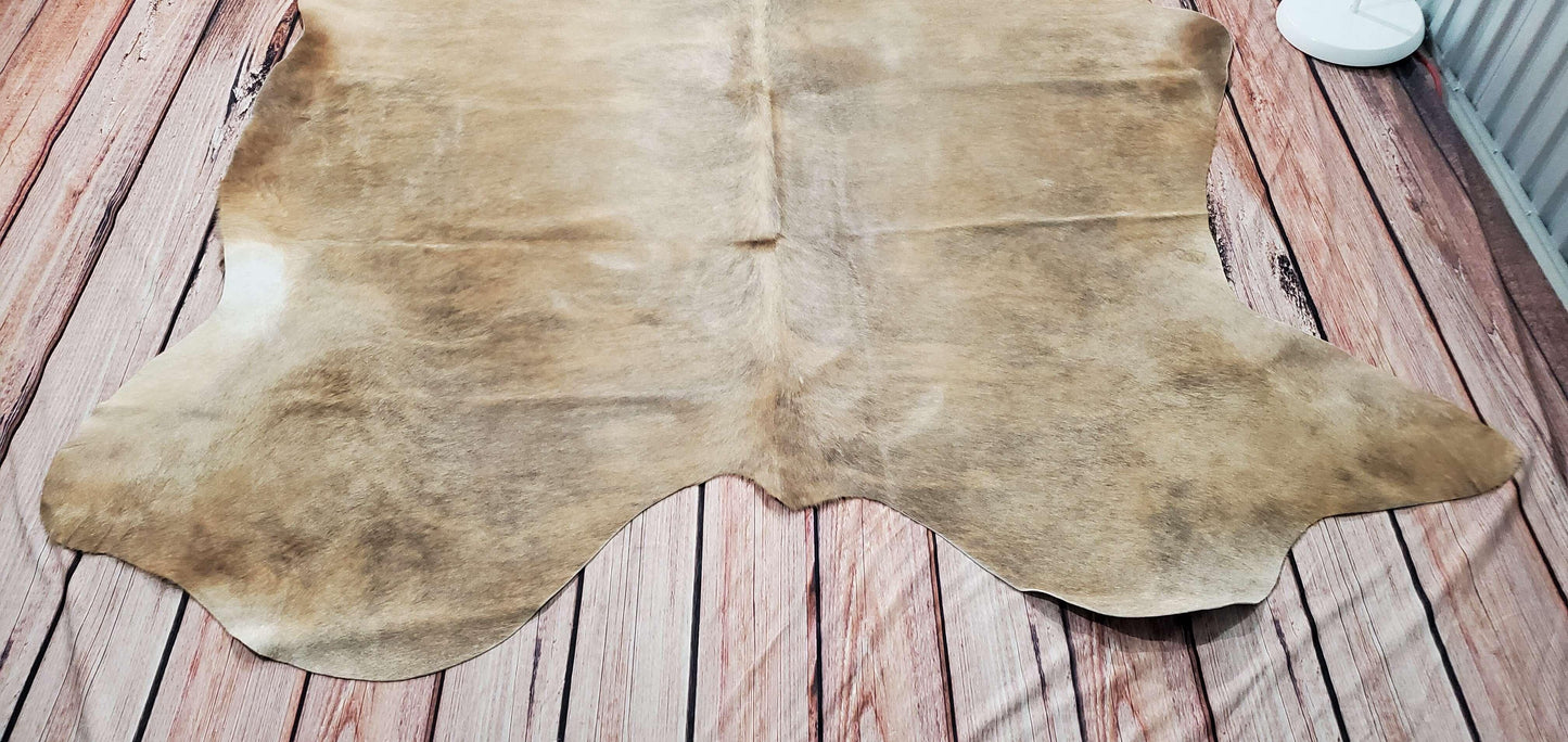 Genuine Beige Brindle Cowhide Rug 7.5ft x 6.7ft