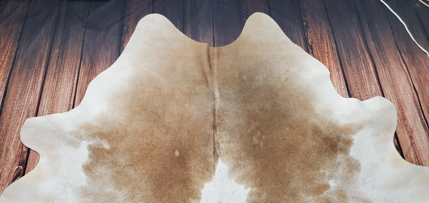 Brown White Cowhide Rug 7ft x 6.2ft