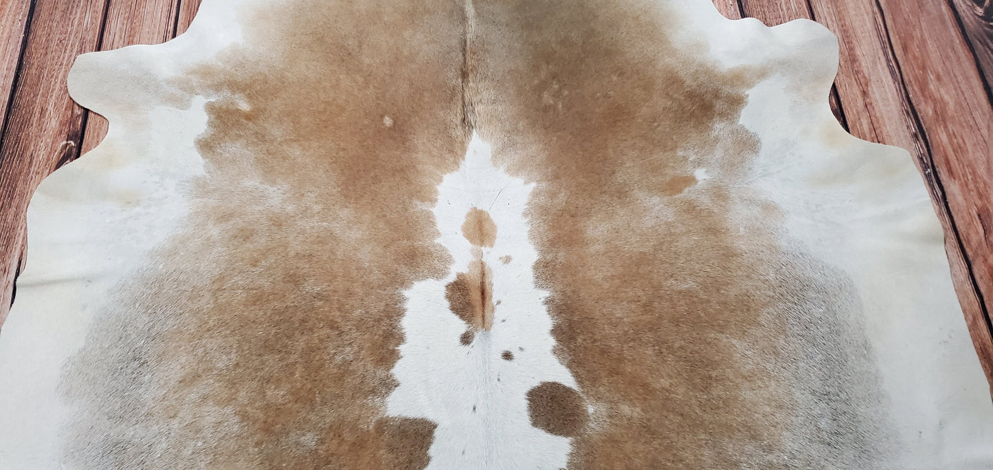 Brown White Cowhide Rug 7ft x 6.2ft