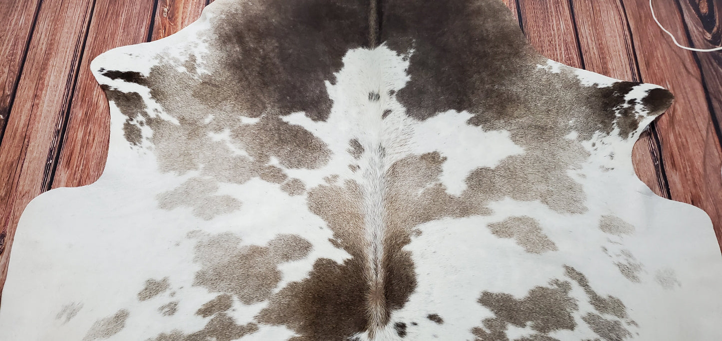 Spotted Gray Black White Cowhide Rug 7.2ft x 7ft