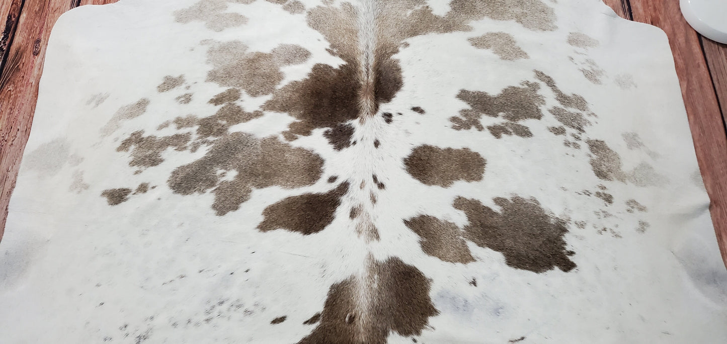 Spotted Gray Black White Cowhide Rug 7.2ft x 7ft