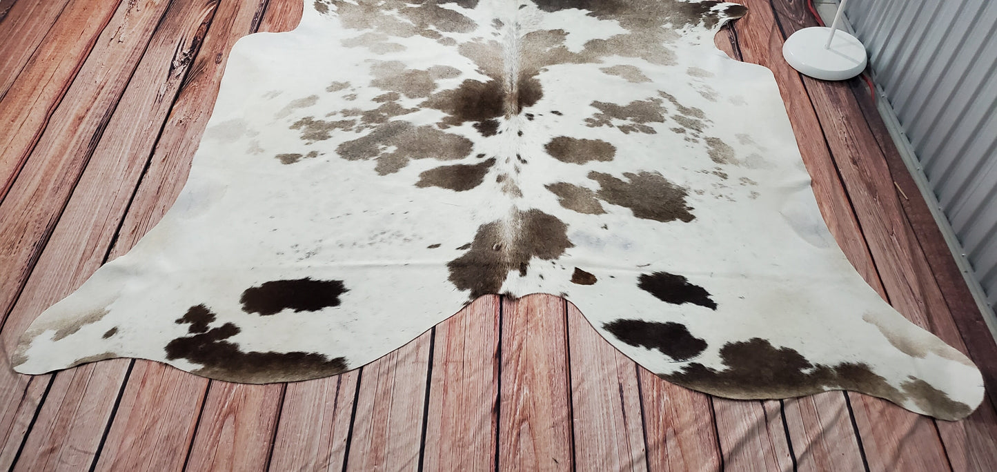 Spotted Gray Black White Cowhide Rug 7.2ft x 7ft