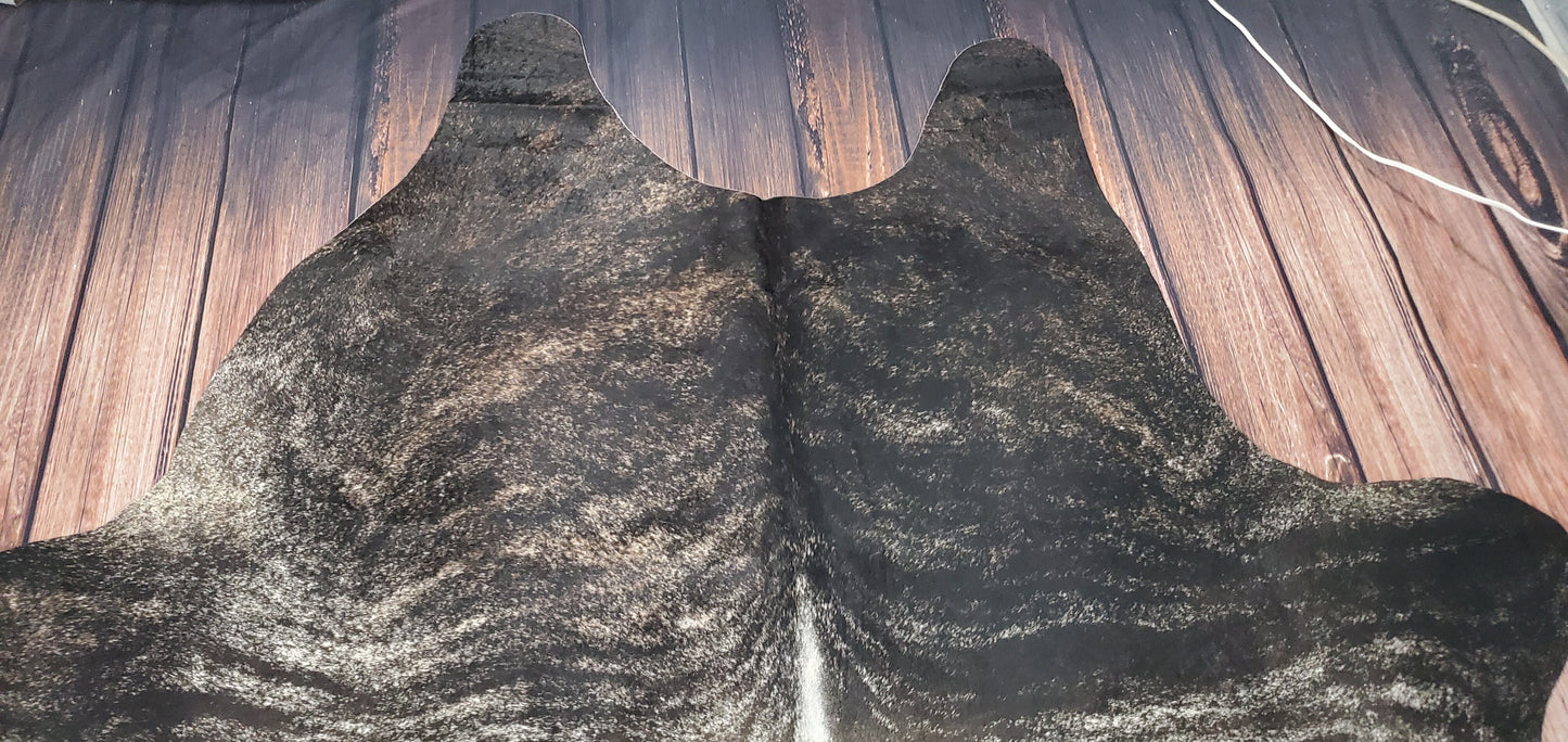 Extra Large Dark Brindle Cowhide Rug 8ft x 7ft