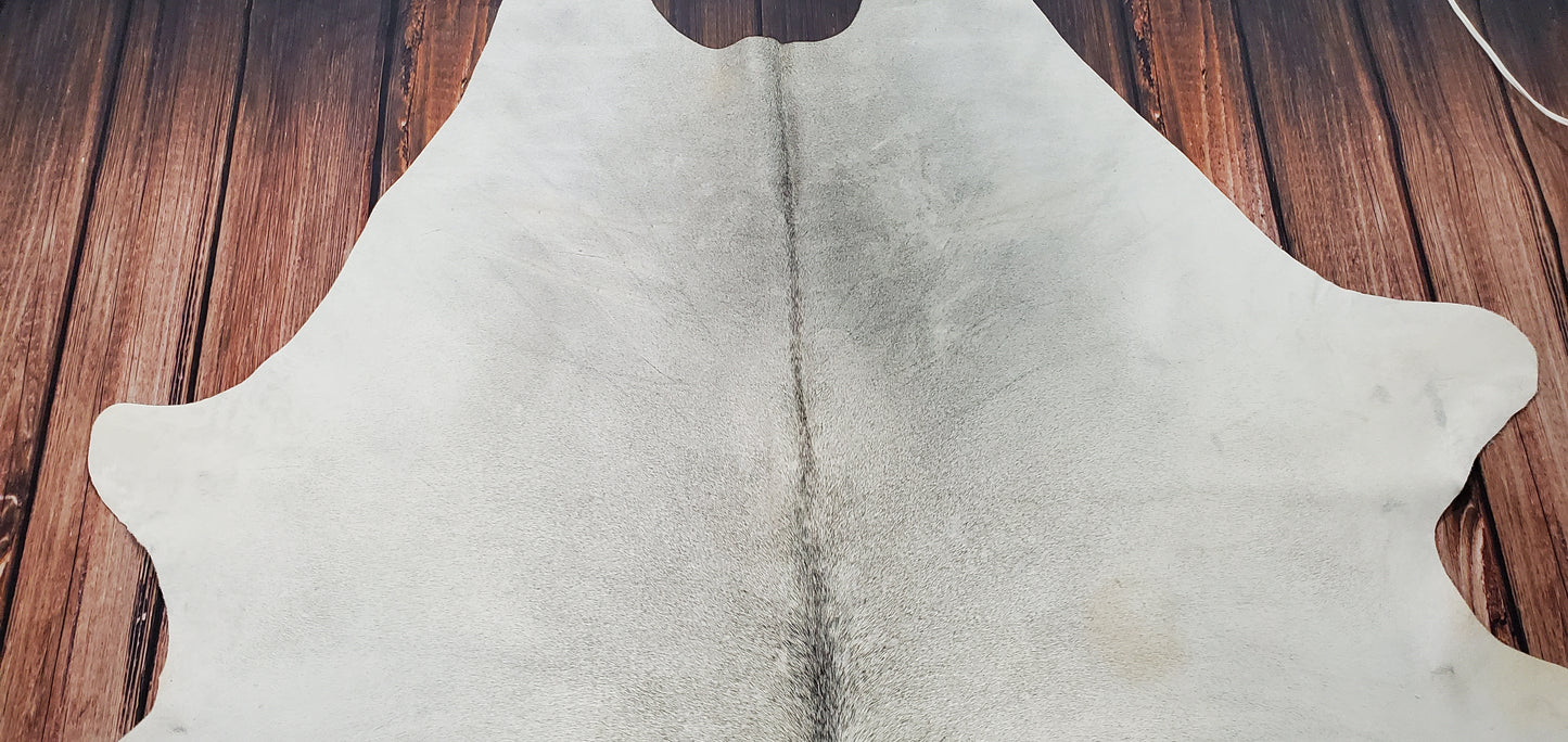 Large Brazilian Grey Cowhide Rug 7ft x 6.5ft