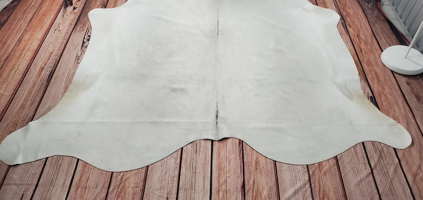 Natural Grey Ivory Cowhide Rug 7.3ft x 7ft