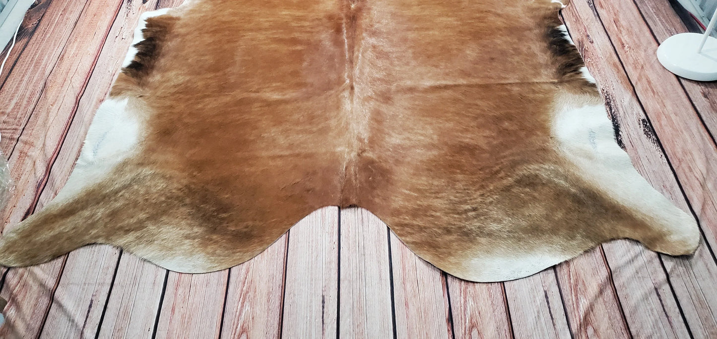 Natural Cowhide Rug Light Brindle Brown 7.5ft x 7ft