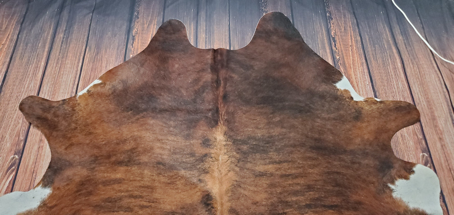 Natural Cowhide Rug Dark Brown Brindle 6.8ft x 6ft