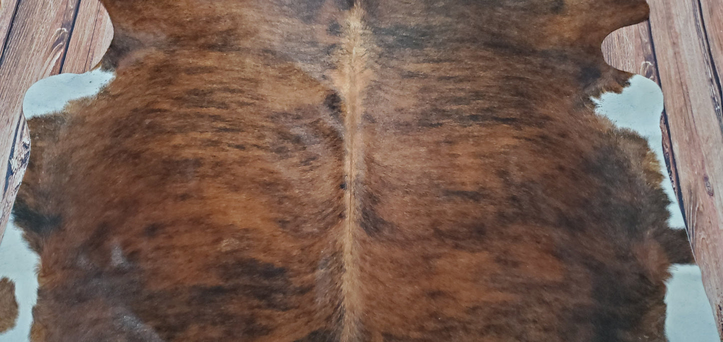 Natural Cowhide Rug Dark Brown Brindle 6.8ft x 6ft