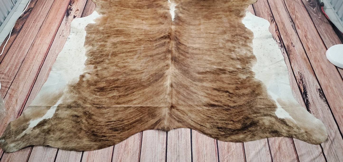 Cowhide Rug Brindle Tricolor 7ft x 6.6ft