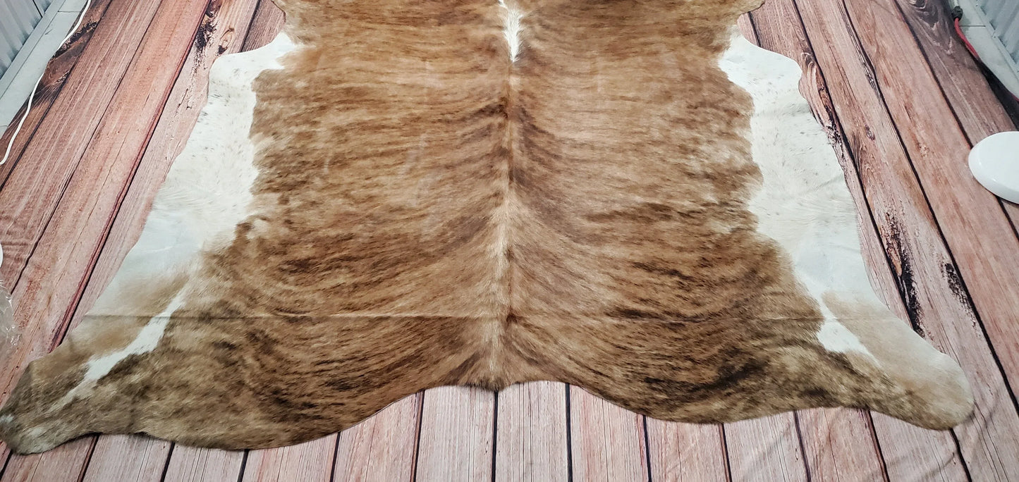 Cowhide Rug Brindle Tricolor 7ft x 6.6ft